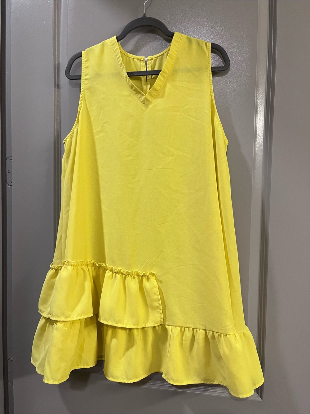 SHEIN Yellow Sleeveless Asymmetrical Ruffle Dress